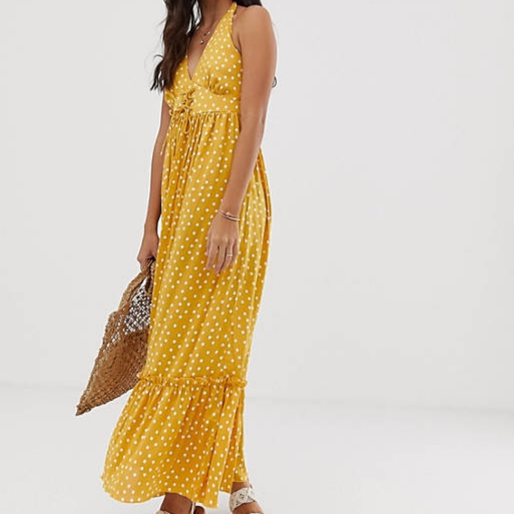 ASOS Halter Maxi Dress With Lace Up New With Tags